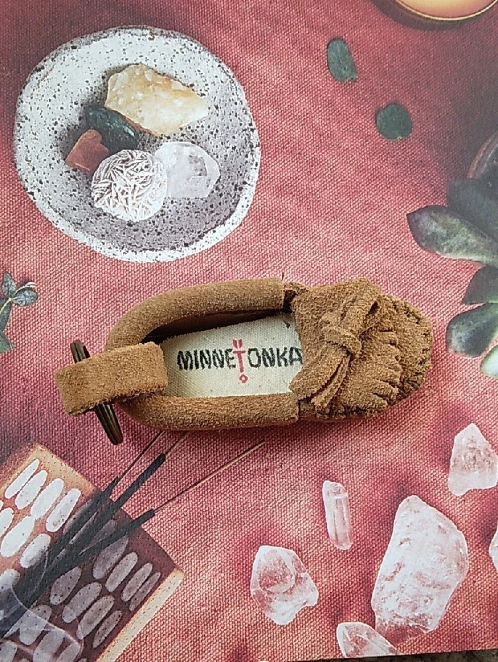 Minnetonka Brown Suede Moccasin Keychain